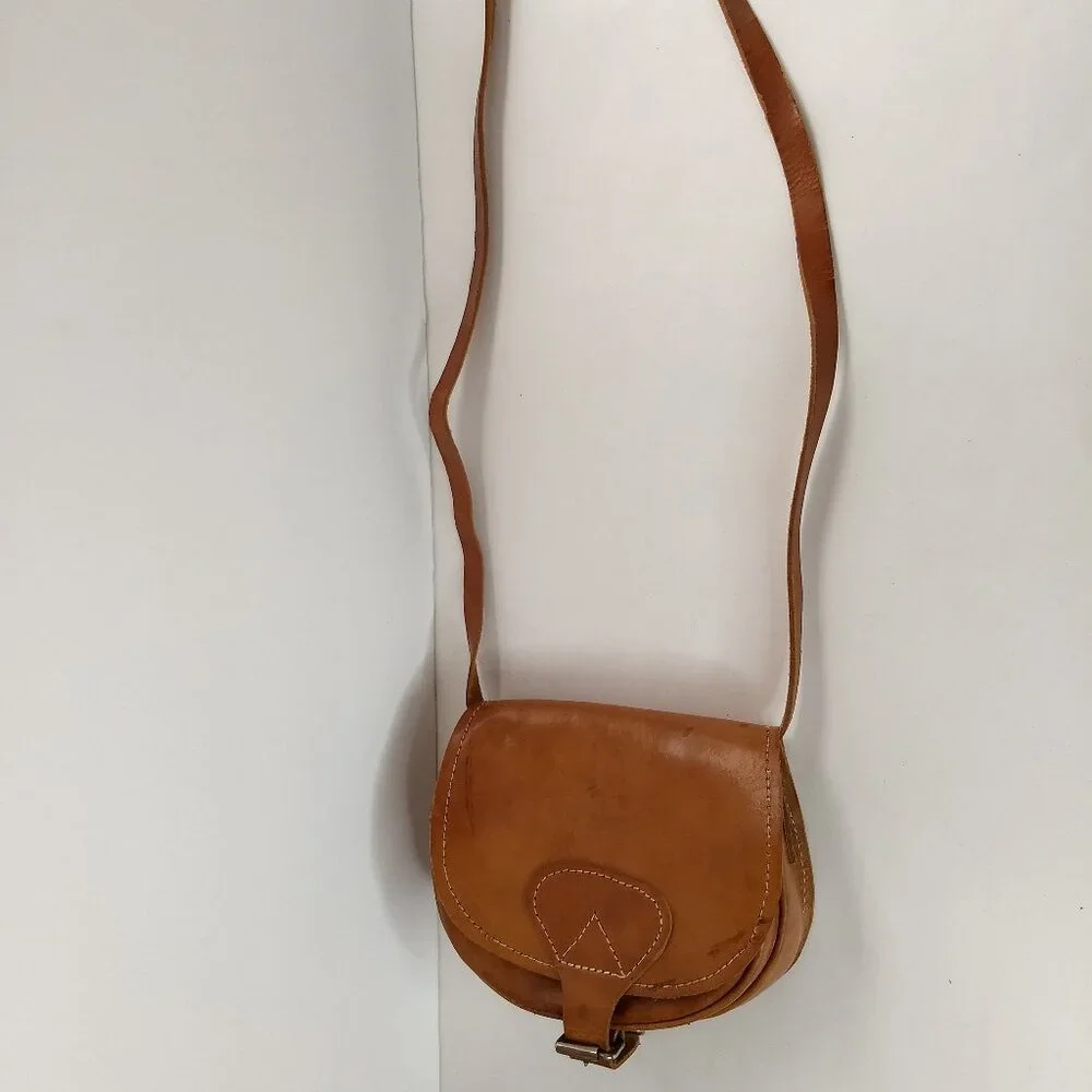 Frances Denney Leather Purse Bag Mini Saddlebag Crossbody Strap  Buckle Closure
